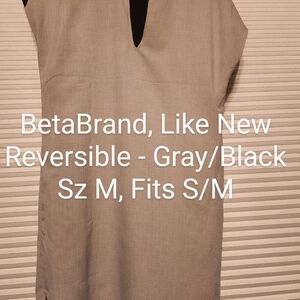 Betabrand Gray Black Sleeveless V-neck Sheath Dress